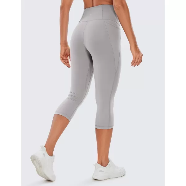 CRZ YOGA Womens Butterluxe Workout Capri Leggings with Pockets 19 Inches  High Waisted Crop Gym Yoga Pants Buttery SoftGull Gray