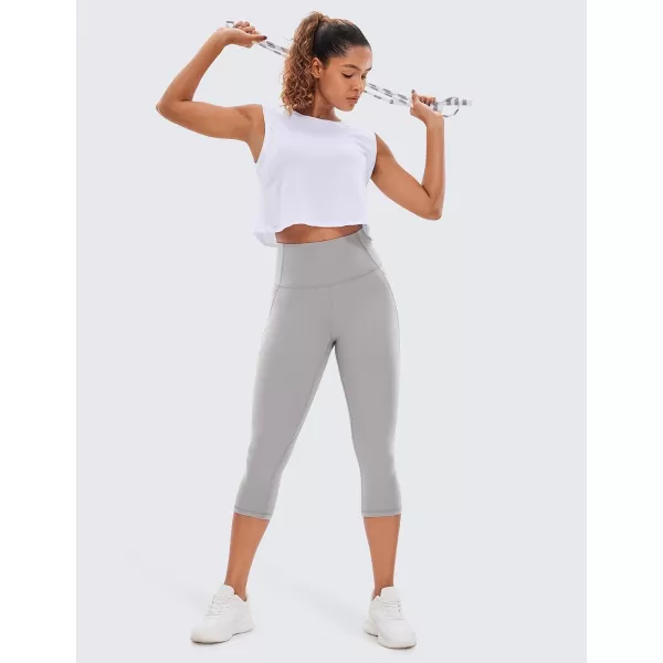 CRZ YOGA Womens Butterluxe Workout Capri Leggings with Pockets 19 Inches  High Waisted Crop Gym Yoga Pants Buttery SoftGull Gray