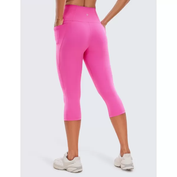 CRZ YOGA Womens Butterluxe Workout Capri Leggings with Pockets 19 Inches  High Waisted Crop Gym Yoga Pants Buttery SoftNeon Light Purple