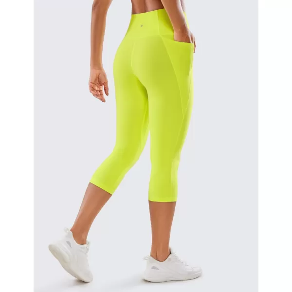 CRZ YOGA Womens Butterluxe Workout Capri Leggings with Pockets 19 Inches  High Waisted Crop Gym Yoga Pants Buttery SoftNeon Yellow