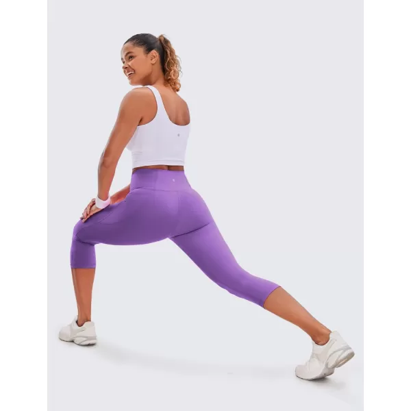 CRZ YOGA Womens Butterluxe Workout Capri Leggings with Pockets 19 Inches  High Waisted Crop Gym Yoga Pants Buttery SoftRoyal Lilac