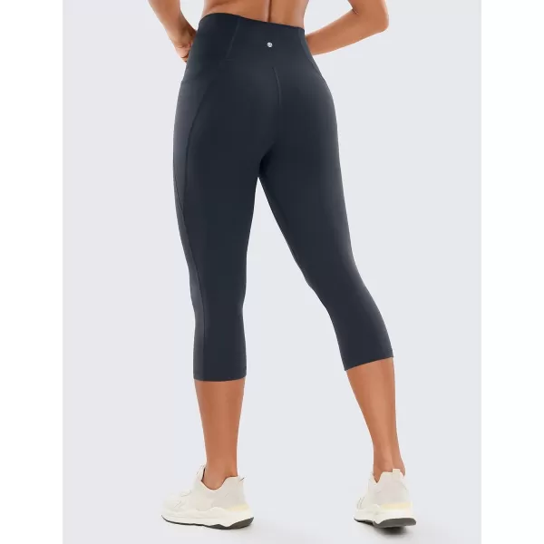 CRZ YOGA Womens Butterluxe Workout Capri Leggings with Pockets 19 Inches  High Waisted Crop Gym Yoga Pants Buttery SoftTrue Navy