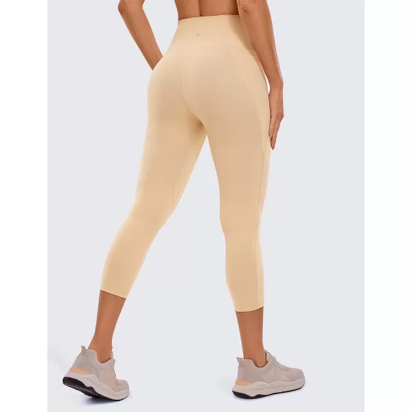 CRZ YOGA Womens Butterluxe Workout Capri Leggings with Pockets 21 Inches  High Waisted Gym Athletic Crop Yoga Leggings21 inches Tan Milkshake