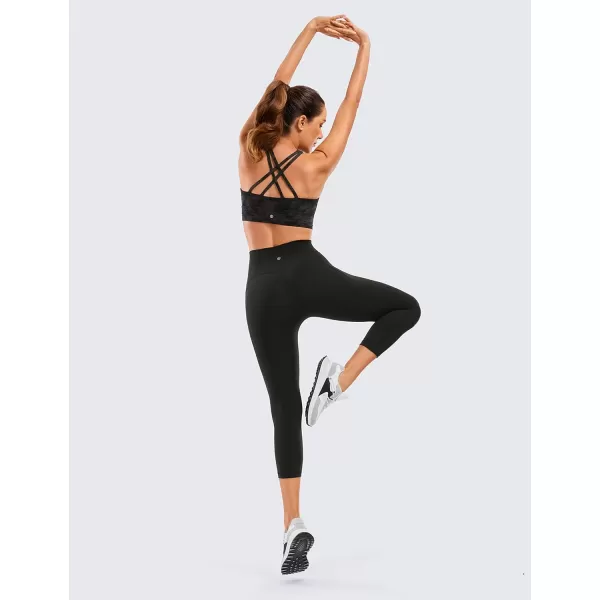 CRZ YOGA Womens Butterluxe Workout Capri Leggings with Pockets 21 Inches  High Waisted Gym Athletic Crop Yoga LeggingsBlack