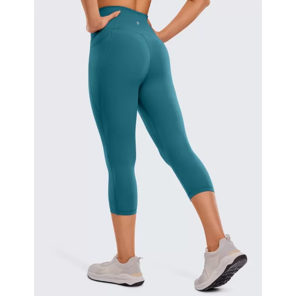 CRZ YOGA Womens Butterluxe Workout Capri Leggings with Pockets 21 Inches  High Waisted Gym Athletic Crop Yoga LeggingsBorealis Green