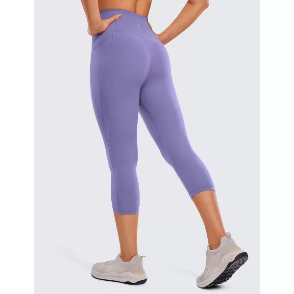 CRZ YOGA Womens Butterluxe Workout Capri Leggings with Pockets 21 Inches  High Waisted Gym Athletic Crop Yoga LeggingsDark Lavender Purple