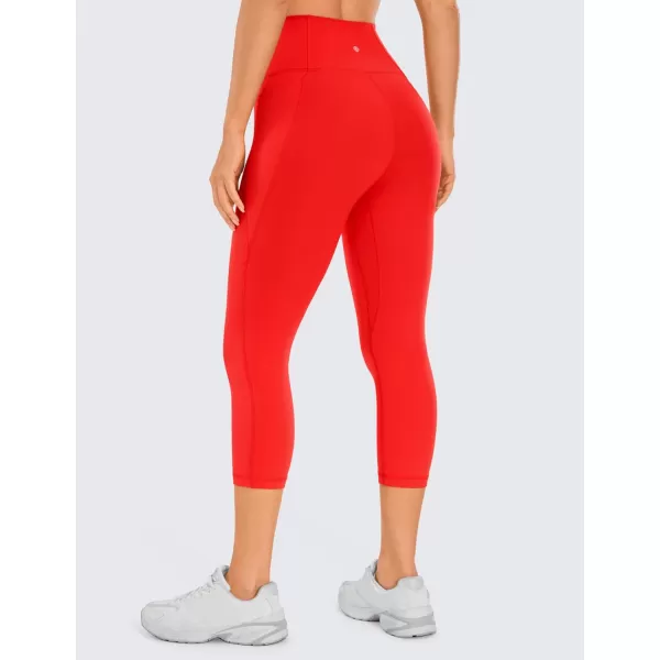 CRZ YOGA Womens Butterluxe Workout Capri Leggings with Pockets 21 Inches  High Waisted Gym Athletic Crop Yoga LeggingsDark Red