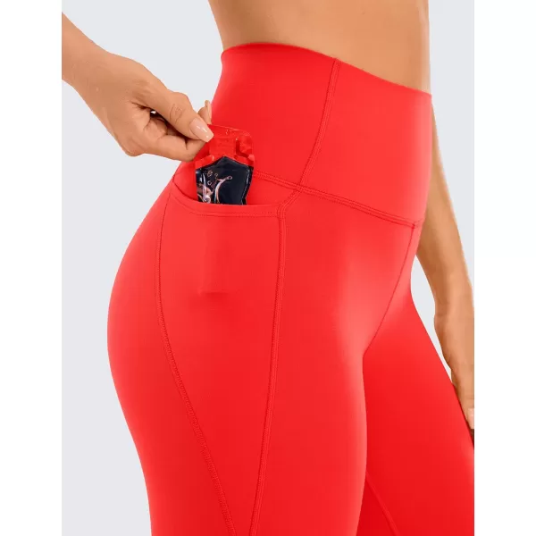 CRZ YOGA Womens Butterluxe Workout Capri Leggings with Pockets 21 Inches  High Waisted Gym Athletic Crop Yoga LeggingsDark Red