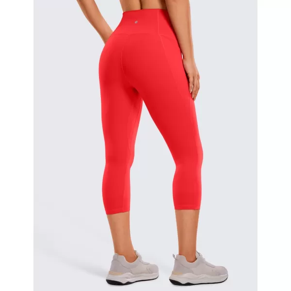 CRZ YOGA Womens Butterluxe Workout Capri Leggings with Pockets 21 Inches  High Waisted Gym Athletic Crop Yoga LeggingsDeep Red