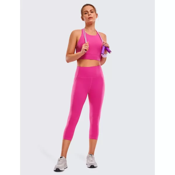 CRZ YOGA Womens Butterluxe Workout Capri Leggings with Pockets 21 Inches  High Waisted Gym Athletic Crop Yoga LeggingsHibiscus Purple