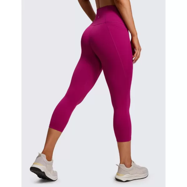 CRZ YOGA Womens Butterluxe Workout Capri Leggings with Pockets 21 Inches  High Waisted Gym Athletic Crop Yoga LeggingsMagenta Purple