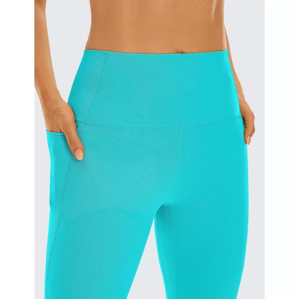 CRZ YOGA Womens Butterluxe Workout Capri Leggings with Pockets 21 Inches  High Waisted Gym Athletic Crop Yoga LeggingsNeon Spectral Blue