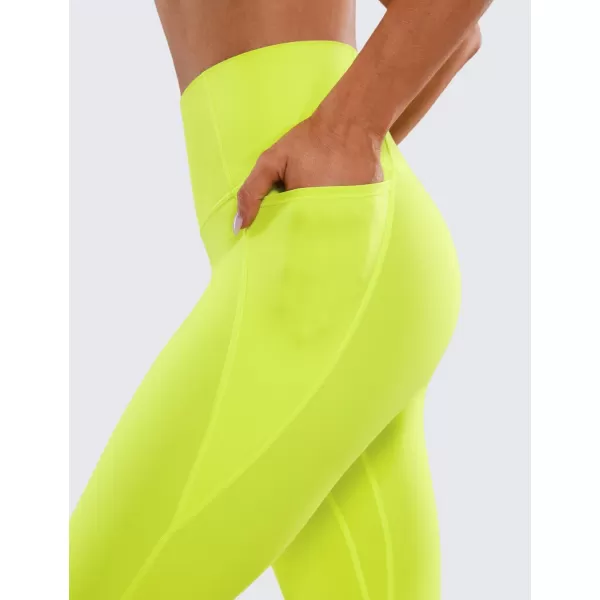 CRZ YOGA Womens Butterluxe Workout Capri Leggings with Pockets 21 Inches  High Waisted Gym Athletic Crop Yoga LeggingsNeon Yellow