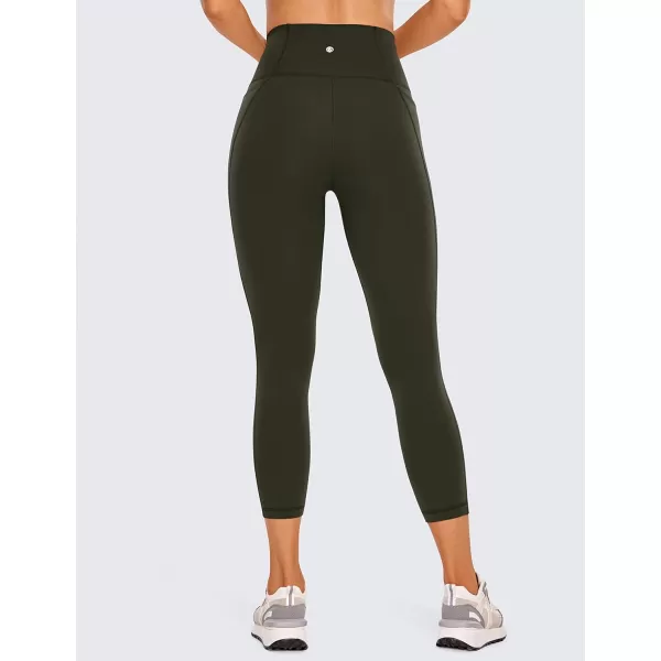 CRZ YOGA Womens Butterluxe Workout Capri Leggings with Pockets 21 Inches  High Waisted Gym Athletic Crop Yoga LeggingsOlive Green