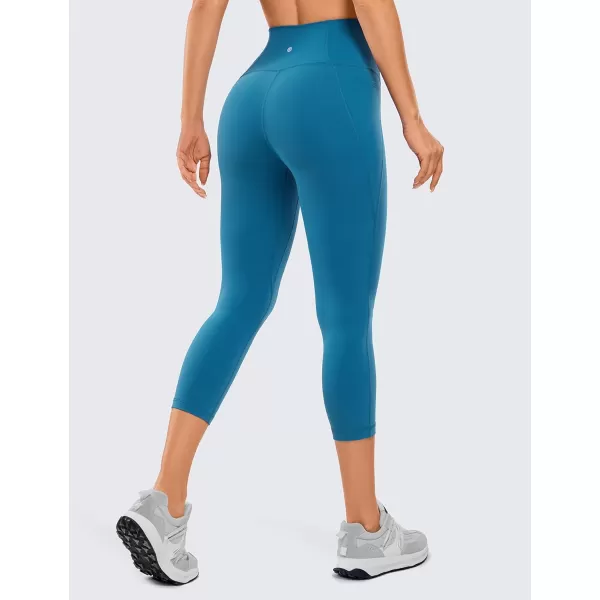 CRZ YOGA Womens Butterluxe Workout Capri Leggings with Pockets 21 Inches  High Waisted Gym Athletic Crop Yoga LeggingsSupersonic Blue