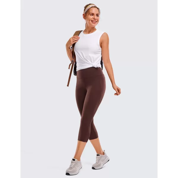 CRZ YOGA Womens Butterluxe Workout Capri Leggings with Pockets 21 Inches  High Waisted Gym Athletic Crop Yoga LeggingsTaupe