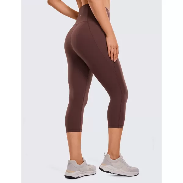 CRZ YOGA Womens Butterluxe Workout Capri Leggings with Pockets 21 Inches  High Waisted Gym Athletic Crop Yoga LeggingsTaupe