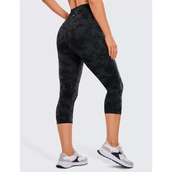 CRZ YOGA Womens Butterluxe Workout Capri Leggings with Pockets 21 Inches  High Waisted Gym Athletic Crop Yoga LeggingsTie Dye Smoke Ink