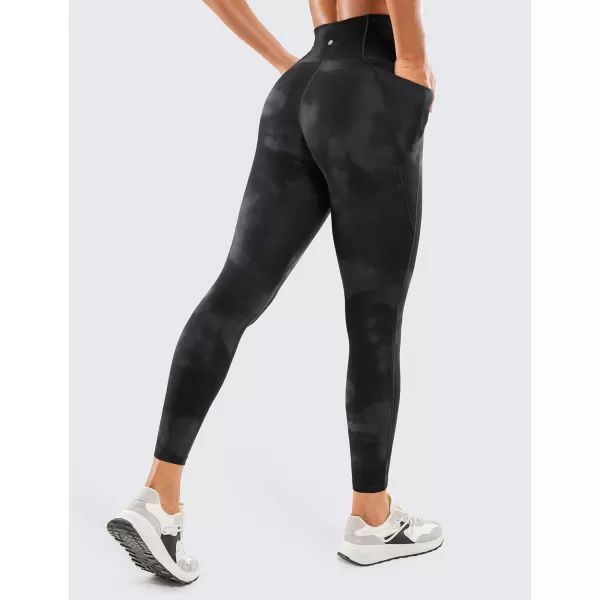 CRZ YOGA Womens Butterluxe Workout Leggings 25 Inches  High Waisted Gym Yoga Pants with Pockets Buttery SoftBlack Tie Dye Flowers