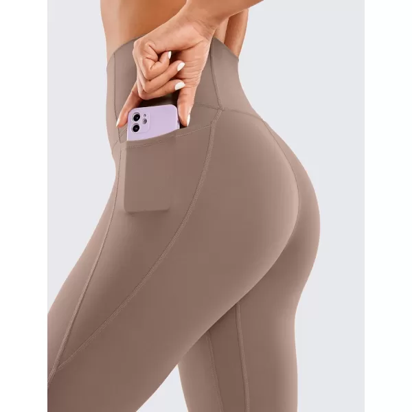 CRZ YOGA Womens Butterluxe Workout Leggings 25 Inches  High Waisted Gym Yoga Pants with Pockets Buttery SoftBrown Purple