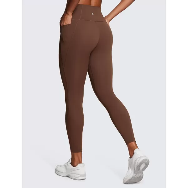 CRZ YOGA Womens Butterluxe Workout Leggings 25 Inches  High Waisted Gym Yoga Pants with Pockets Buttery SoftCoffee Brown