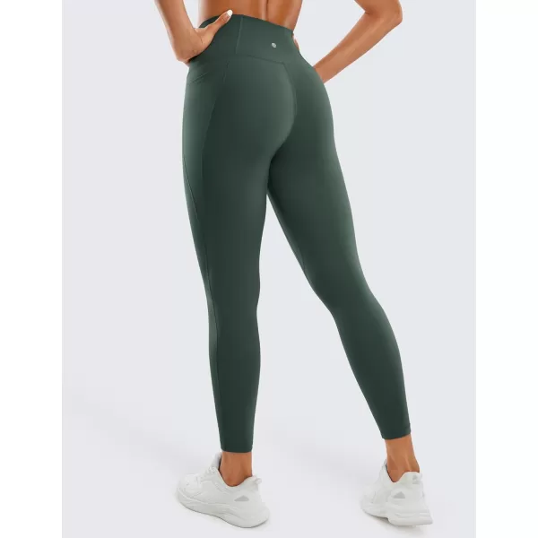 CRZ YOGA Womens Butterluxe Workout Leggings 25 Inches  High Waisted Gym Yoga Pants with Pockets Buttery SoftDark Forest Green