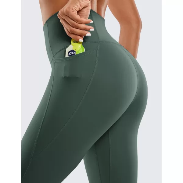 CRZ YOGA Womens Butterluxe Workout Leggings 25 Inches  High Waisted Gym Yoga Pants with Pockets Buttery SoftDark Forest Green