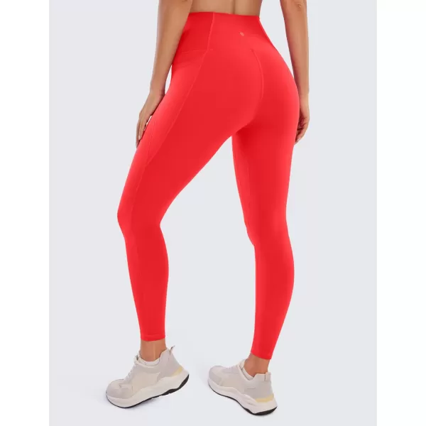 CRZ YOGA Womens Butterluxe Workout Leggings 25 Inches  High Waisted Gym Yoga Pants with Pockets Buttery SoftDeep Red