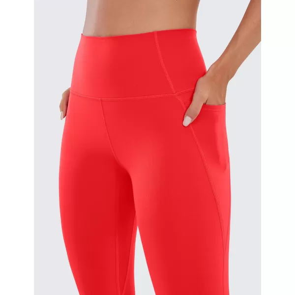 CRZ YOGA Womens Butterluxe Workout Leggings 25 Inches  High Waisted Gym Yoga Pants with Pockets Buttery SoftDeep Red