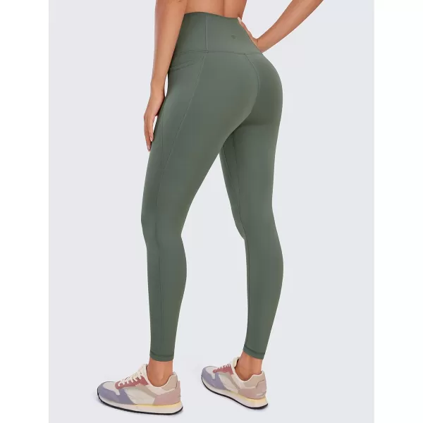 CRZ YOGA Womens Butterluxe Workout Leggings 25 Inches  High Waisted Gym Yoga Pants with Pockets Buttery SoftGrey Sage