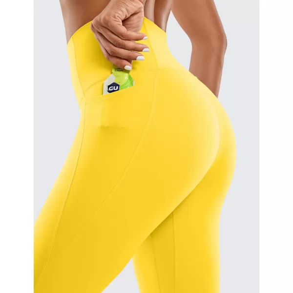 CRZ YOGA Womens Butterluxe Workout Leggings 25 Inches  High Waisted Gym Yoga Pants with Pockets Buttery SoftHigh Visibility Yellow