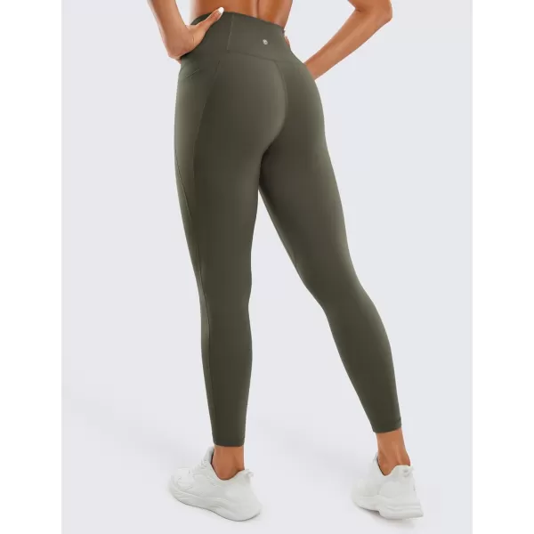 CRZ YOGA Womens Butterluxe Workout Leggings 25 Inches  High Waisted Gym Yoga Pants with Pockets Buttery SoftLight Army Green