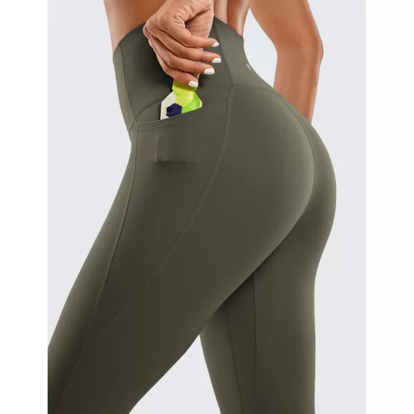 CRZ YOGA Womens Butterluxe Workout Leggings 25 Inches  High Waisted Gym Yoga Pants with Pockets Buttery SoftLight Army Green