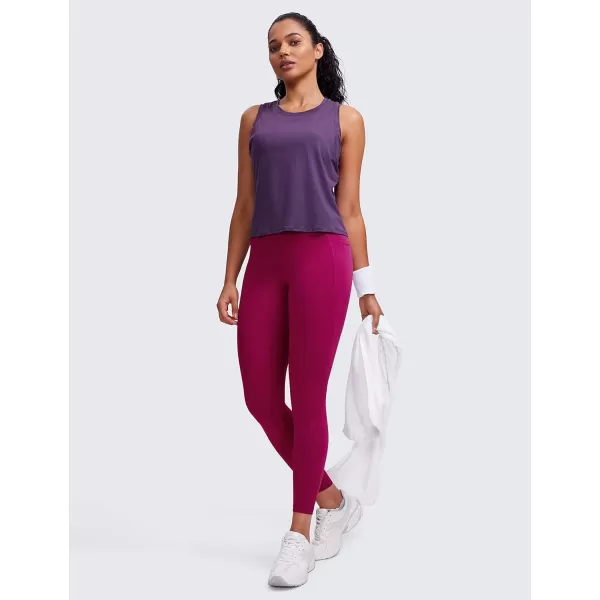 CRZ YOGA Womens Butterluxe Workout Leggings 25 Inches  High Waisted Gym Yoga Pants with Pockets Buttery SoftMagenta Purple