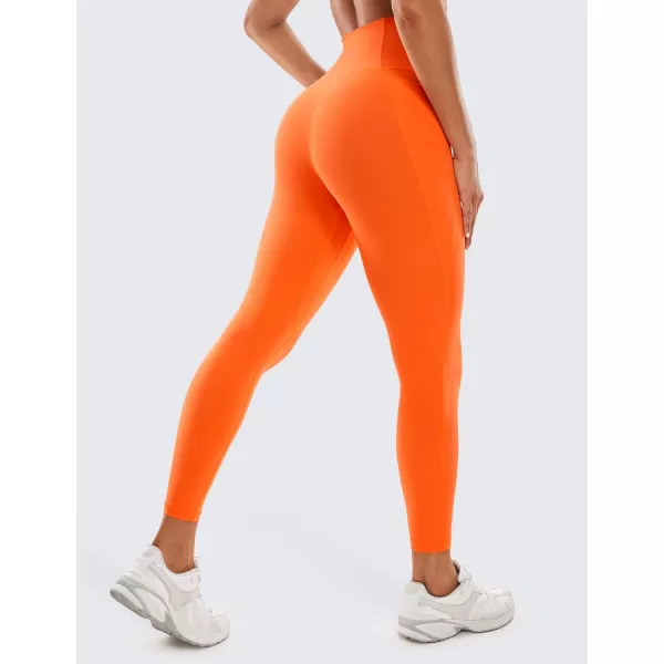 CRZ YOGA Womens Butterluxe Workout Leggings 25 Inches  High Waisted Gym Yoga Pants with Pockets Buttery SoftNeon Orange