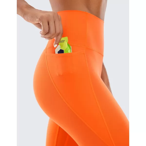 CRZ YOGA Womens Butterluxe Workout Leggings 25 Inches  High Waisted Gym Yoga Pants with Pockets Buttery SoftNeon Orange