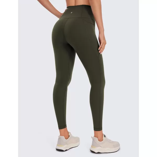 CRZ YOGA Womens Butterluxe Workout Leggings 25 Inches  High Waisted Gym Yoga Pants with Pockets Buttery SoftOlive Green