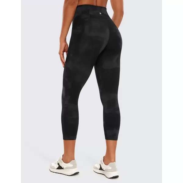 CRZ YOGA Womens Butterluxe Workout Yoga Capri Leggings 23 Inches  High Waist Crop Pants with Pockets Buttery Soft Gym23 inches Black Tie Dye Flowers