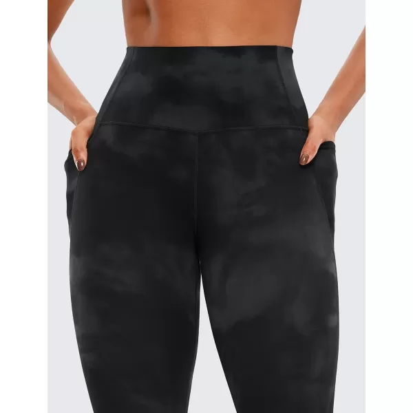 CRZ YOGA Womens Butterluxe Workout Yoga Capri Leggings 23 Inches  High Waist Crop Pants with Pockets Buttery Soft Gym23 inches Black Tie Dye Flowers