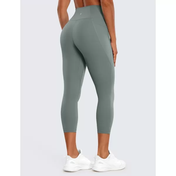 CRZ YOGA Womens Butterluxe Workout Yoga Capri Leggings 23 Inches  High Waist Crop Pants with Pockets Buttery Soft Gym23 inches Grey Sage