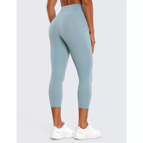 CRZ YOGA Womens Butterluxe Workout Yoga Capri Leggings 23 Inches  High Waist Crop Pants with Pockets Buttery Soft Gym23 inches Light Grayish Blue