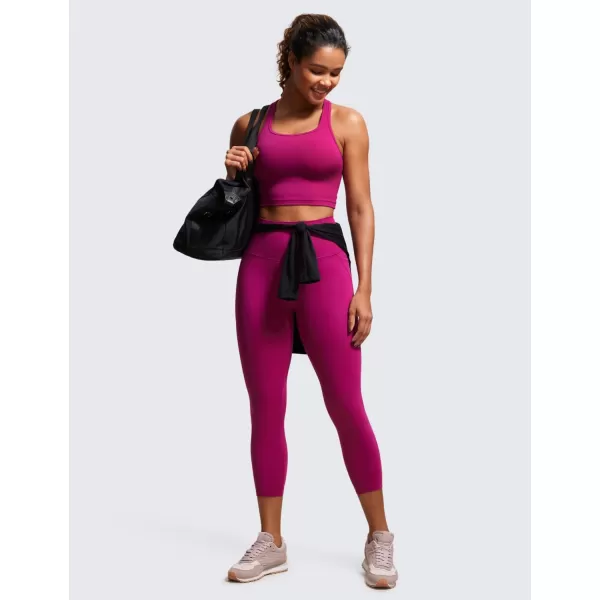 CRZ YOGA Womens Butterluxe Workout Yoga Capri Leggings 23 Inches  High Waist Crop Pants with Pockets Buttery Soft Gym23 inches Magenta Purple