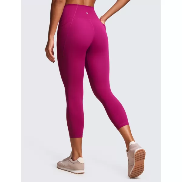 CRZ YOGA Womens Butterluxe Workout Yoga Capri Leggings 23 Inches  High Waist Crop Pants with Pockets Buttery Soft Gym23 inches Magenta Purple