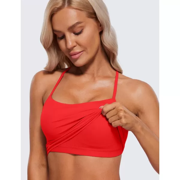 CRZ YOGA Womens Butterluxe Y Back Longline Sports Bras  Spaghetti Straps Racerback Padded Yoga Bra Workout Crop Tank TopDeep Red