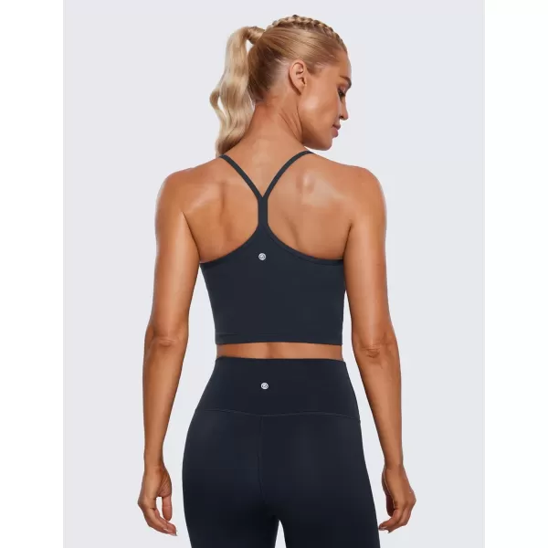 CRZ YOGA Womens Butterluxe Y Back Longline Sports Bras  Spaghetti Straps Racerback Padded Yoga Bra Workout Crop Tank TopTrue Navy