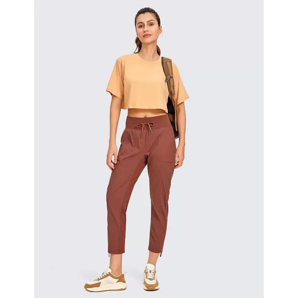 CRZ YOGA Womens Casual 78 Pants 2527  Lightweight Workout Outdoor Athletic Track Travel Lounge Joggers PocketsThe Cognac Brown