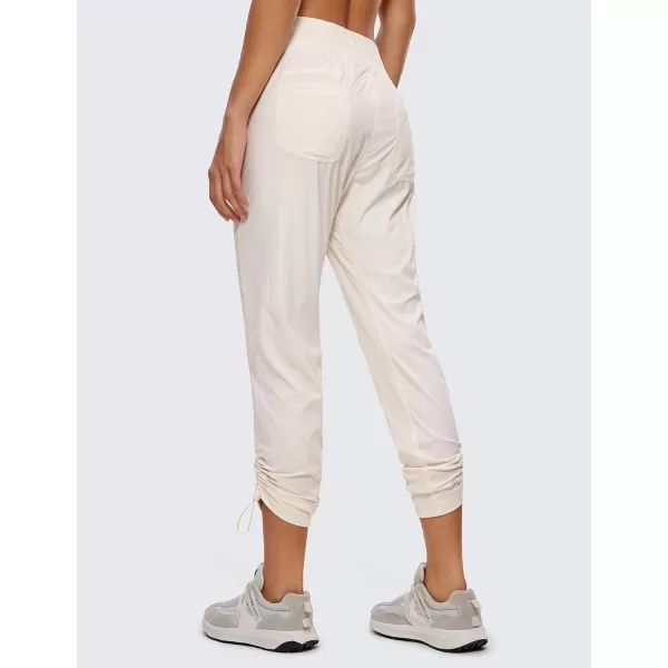 CRZ YOGA Womens Casual 78 Pants 2527  Lightweight Workout Outdoor Athletic Track Travel Lounge Joggers PocketsWhite Apricot