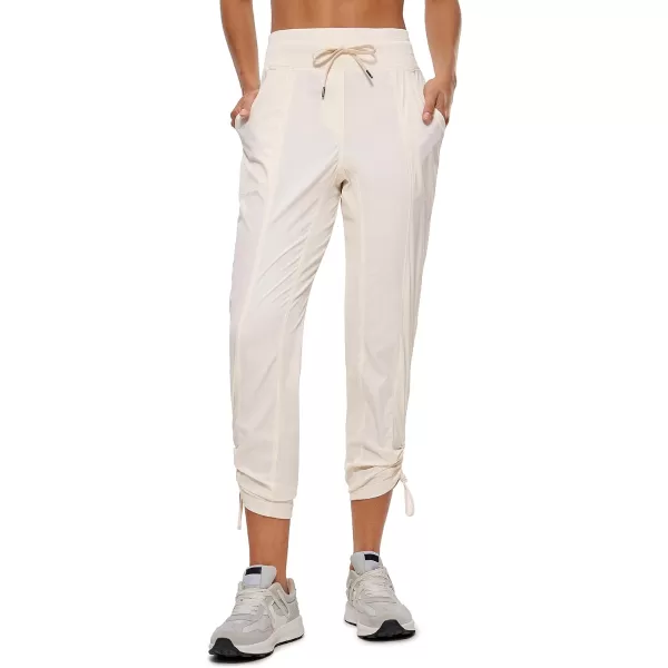 CRZ YOGA Womens Casual 78 Pants 2527  Lightweight Workout Outdoor Athletic Track Travel Lounge Joggers PocketsWhite Apricot