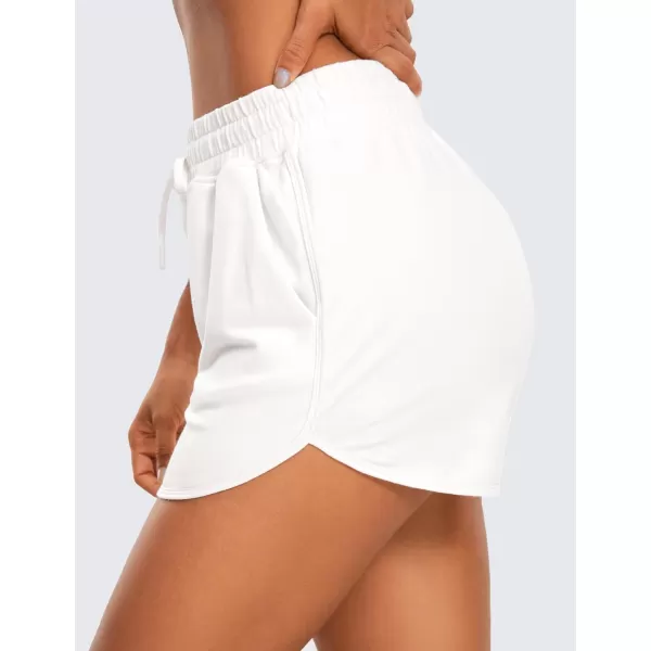 CRZ YOGA Womens Casual Sweat Shorts  35 Athletic Summer Comfy Cotton Lounge Shorts Gym Jersey Shorts with PocketsWhite