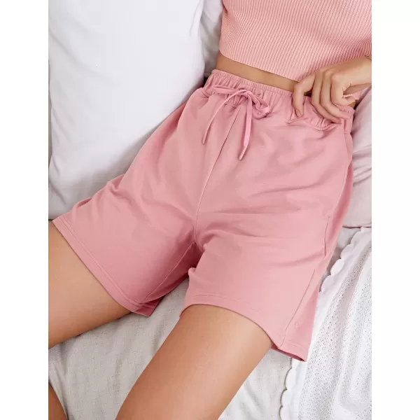 CRZ YOGA Womens Cotton Sweat Shorts Casual Summer 6  Bermuda Shorts with Pockets Soft Lounge Jersey Athletic Gym ShortsPink Puff